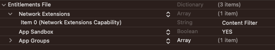 Xcode entitlements plist view