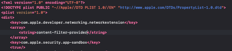 Xcode entitlements source code view